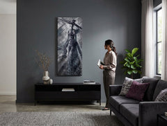 Quadro dipinto per parete DONNA 50x120 cm – quadro dipinto a mano in un interno elegante (Scandi cream) | wall mockup | tela premium | Papilora.sk