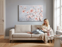 Quadro dipinto per parete FIORI 90x60 cm – quadro dipinto a mano in un interno elegante (Window reading) | wall mockup | tela premium | Papilora.sk