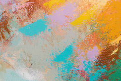 Quadro pop art su tela con motivo elefante, ritratto, motivo infantile, persone in tonalità blu-arancio, atmosfera vivace, natura, adatto per la cameretta dei bambini – prodotto, vista 2