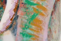 Quadro pop art su tela con motivo elefante, ritratto, motivo infantile, persone in tonalità blu-arancio, atmosfera vivace, natura, adatto per la cameretta dei bambini – prodotto, vista 4