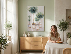 Quadro dipinto per parete ALBERI 60x90 cm – quadro dipinto a mano in un interno elegante (Crema Scandi) | mockup da parete | tela premium | Papilora.sk