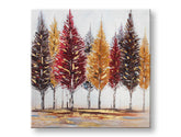 Quadro dipinto a mano per parete ALBERI 70x70 cm – prospettiva 3D su tela con cornice in legno | 100% originale | acrilico su tela ARTMIE | Papilora.sk