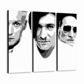 Quadro POP Art dipinto a mano Die Ärzte 3 parti da2 – Visualizzazione 3D del quadro dipinto a mano su sfondo bianco. Colori dominanti: nero, bianco, grigio.