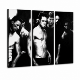 Quadro POP Art dipinto a mano Fight Club 3 pezzi fc – Visualizzazione 3D del quadro dipinto a mano su sfondo bianco. Colori dominanti: nero, bianco, grigio.