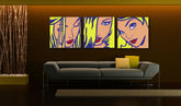 Quadro POP Art dipinto a mano LICHTENSTEIN 3 pezzi li5 - immagine 2
