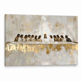 Quadro su tela dell'Ultima Cena con Gesù e gli apostoli, visualizzazione 3D con telaio in legno, stile Premium Art di Papilora.