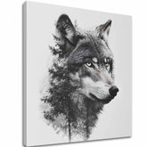 Quadro su tela Vista del lupo - Motivo moderno in bianco e nero - immagine 2