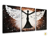 Quadro moderno su tela con angelo, silhouette e motivi astratti in bianco e nero, ideale per un soggiorno elegante e raffinato firmato Papilora.