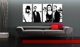 Quadro POP Art dipinto a mano U2 in nero 4 pezzi