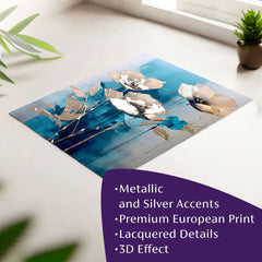 Poster da parete con effetto EXTRA - Teal Flowers | misure diverse
