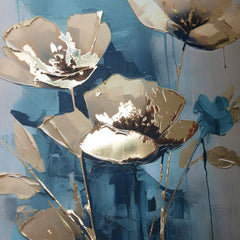 Poster da parete con effetto EXTRA - Teal Flowers | misure diverse