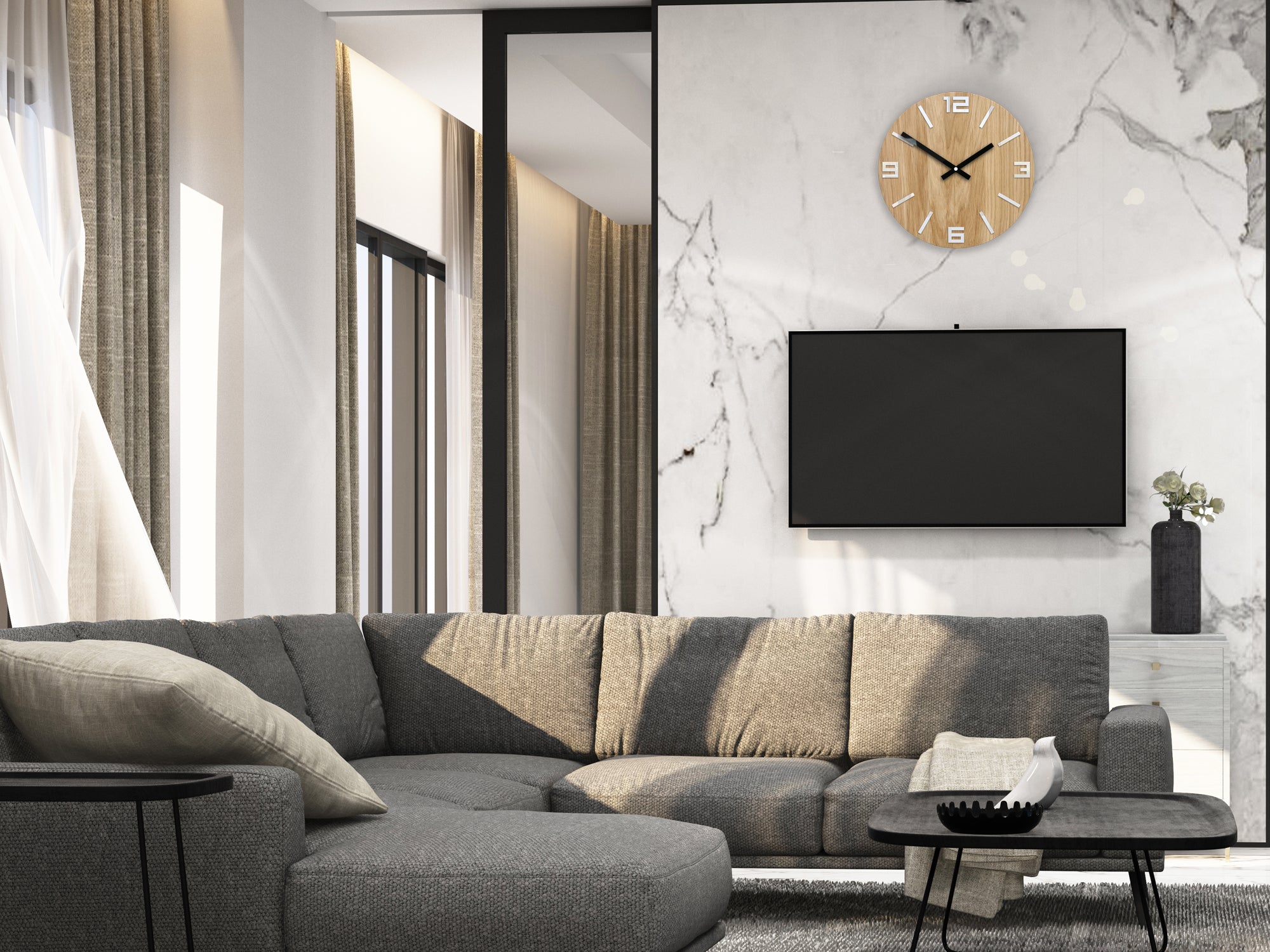 Orologio da parete in legno ARABIC Bianco