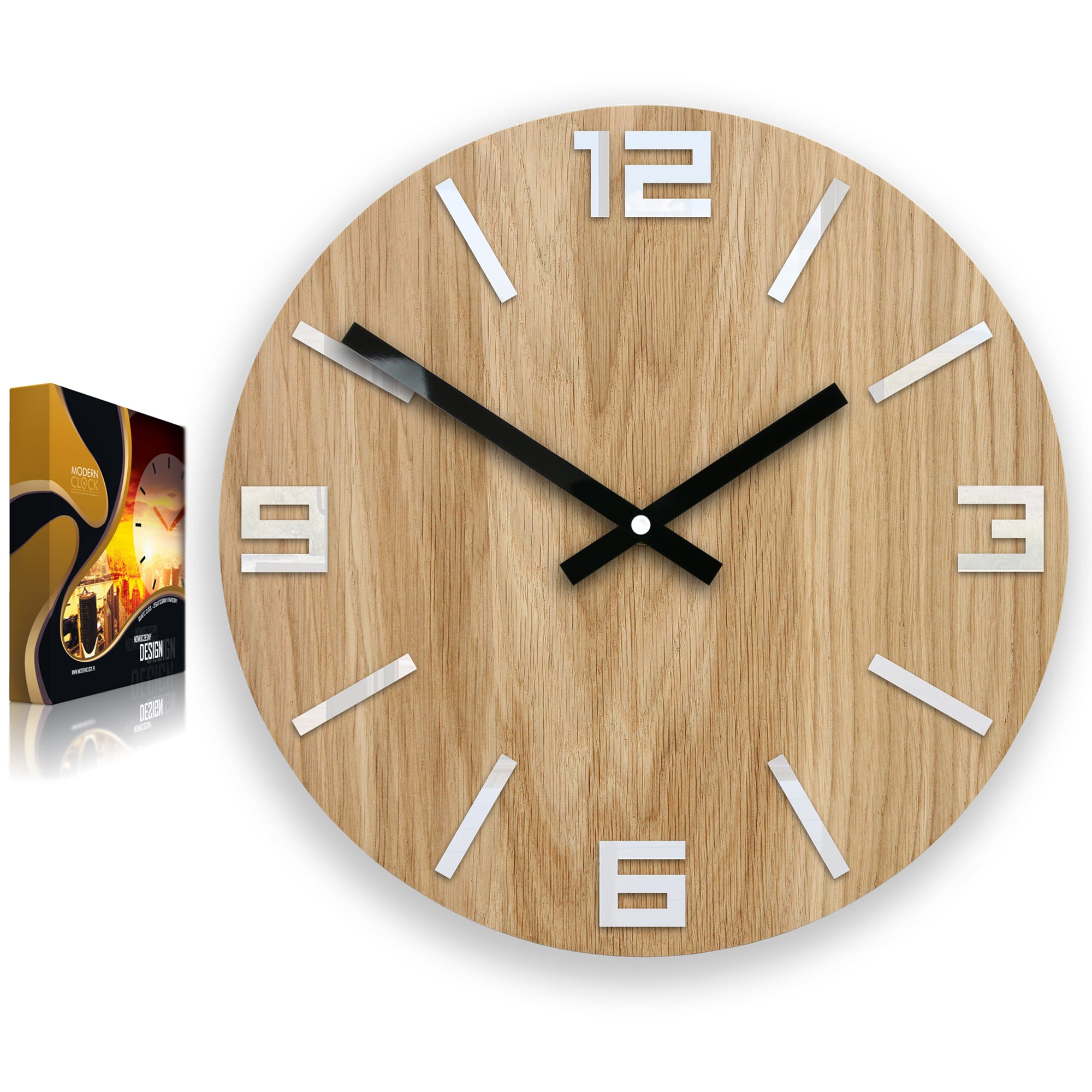 Orologio da parete in legno ARABIC Bianco