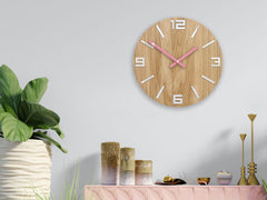 Orologio da parete in legno ARABIC Bianco-rosa