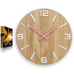 Orologio da parete in legno arabo bianco-rosa