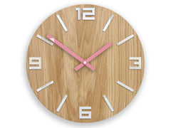 Orologio da parete in legno ARABIC Bianco-rosa