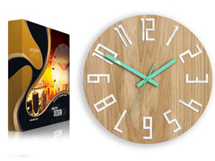 Orologio da parete in legno SLIM Bianco-Mentolo