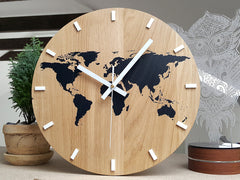 Orologio da parete in legno Map Black