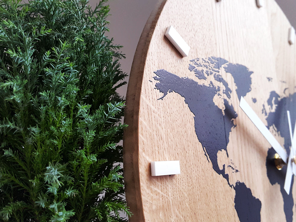 Orologio da parete in legno Map Black