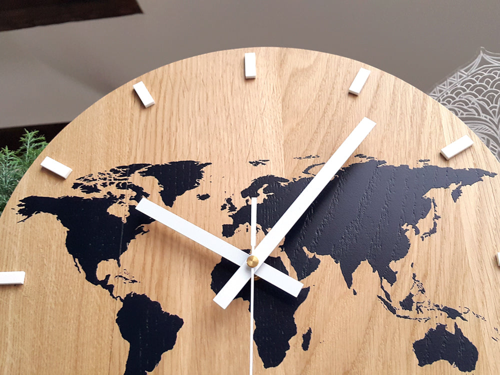 Orologio da parete in legno Map Black