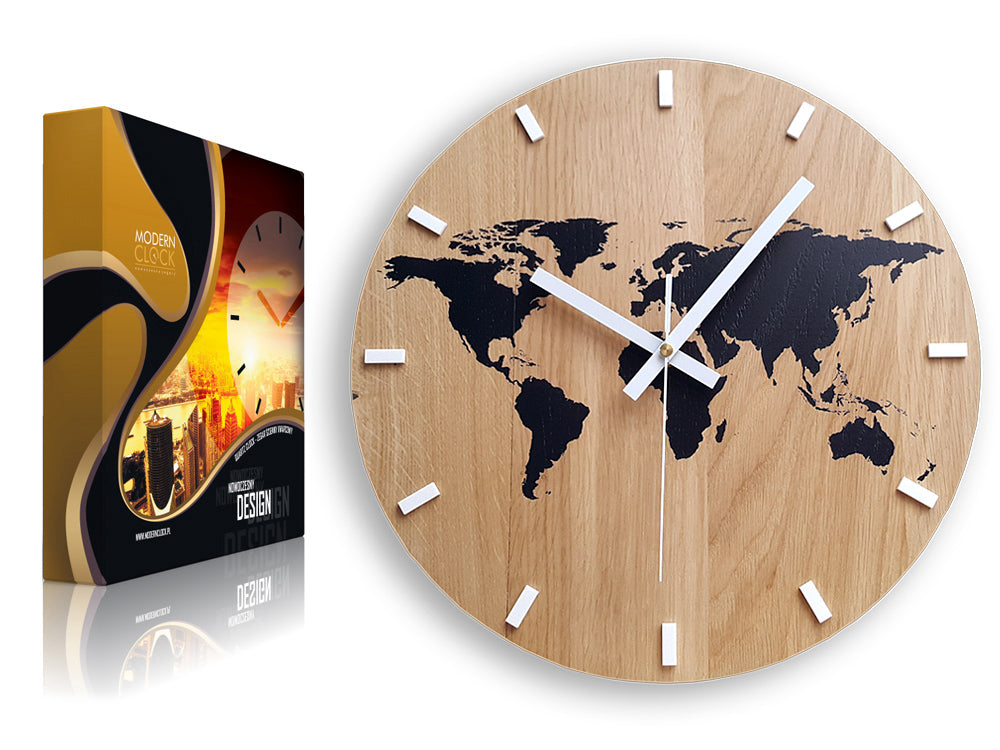 Orologio da parete in legno Map Black