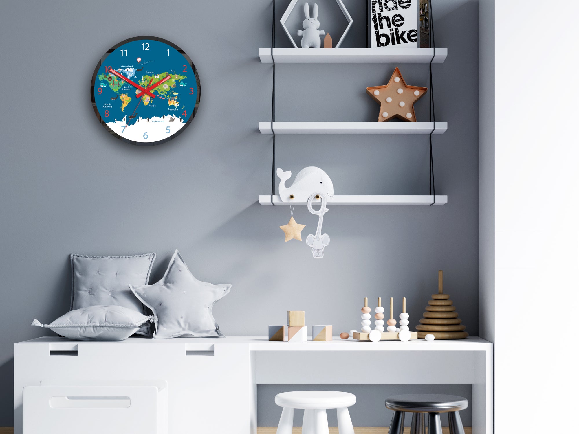 Orologio da parete per bambini Mappa del mondo