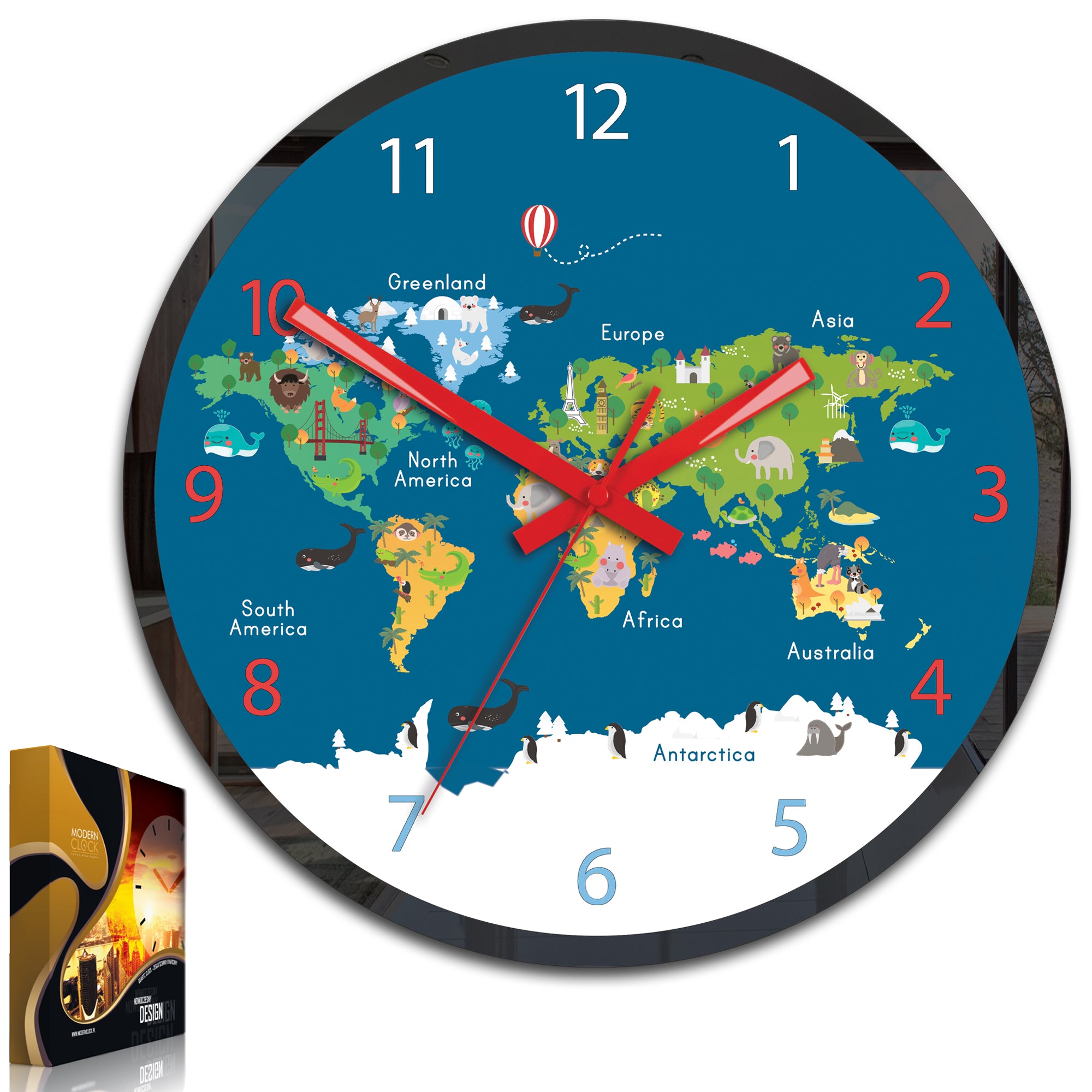 Orologio da parete per bambini Mappa del mondo