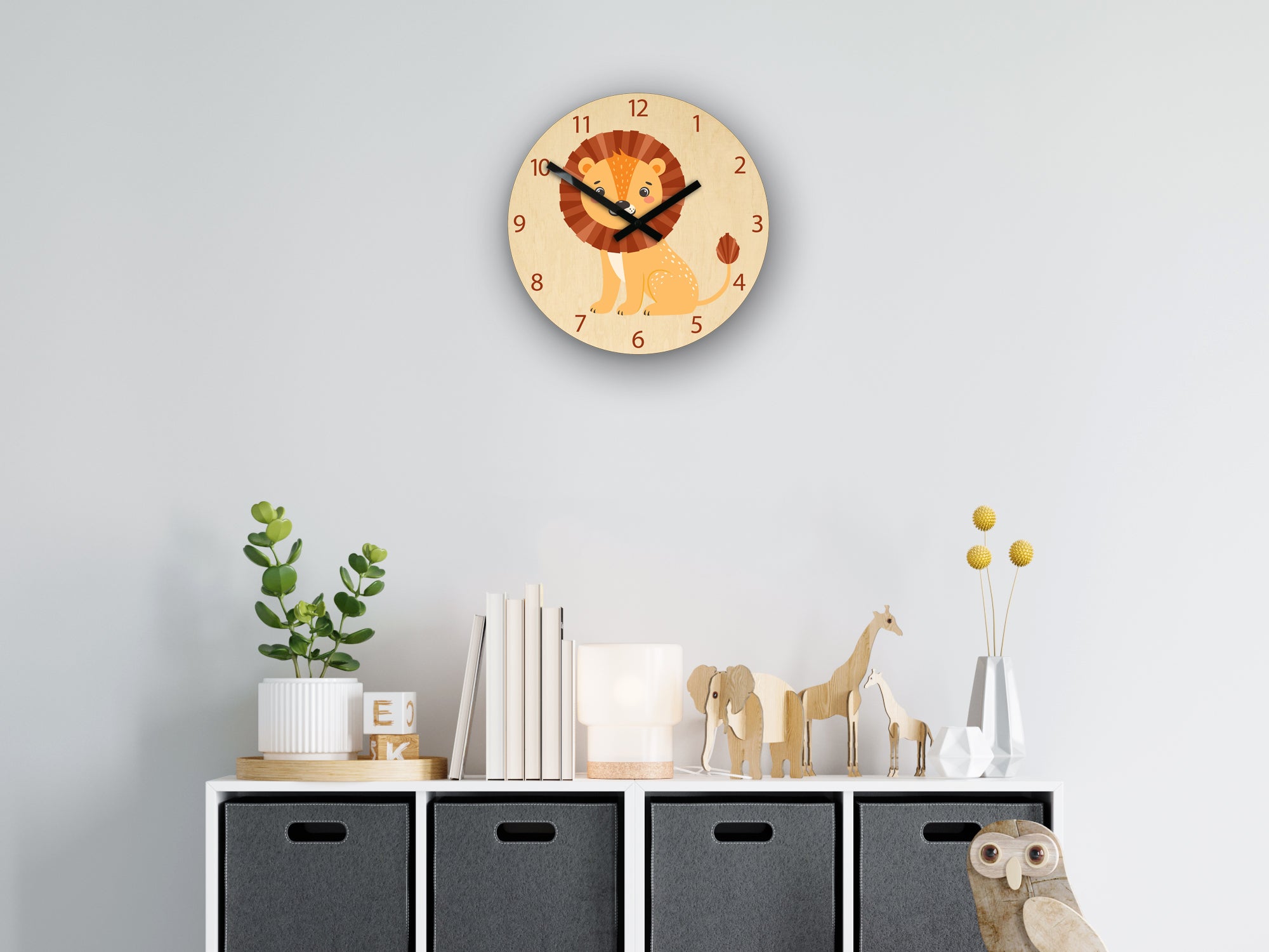 Orologio da parete per bambini Lion