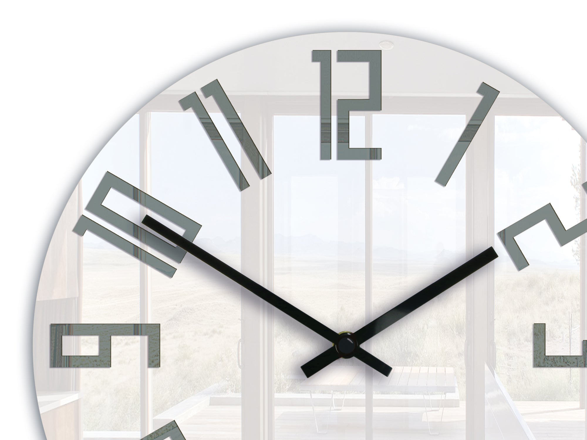 Orologio da parete moderno sottile in acrilico bianco-grigio