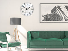 Orologio da parete moderno sottile in acrilico bianco-grigio
