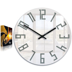 Orologio da parete moderno sottile in acrilico bianco-grigio