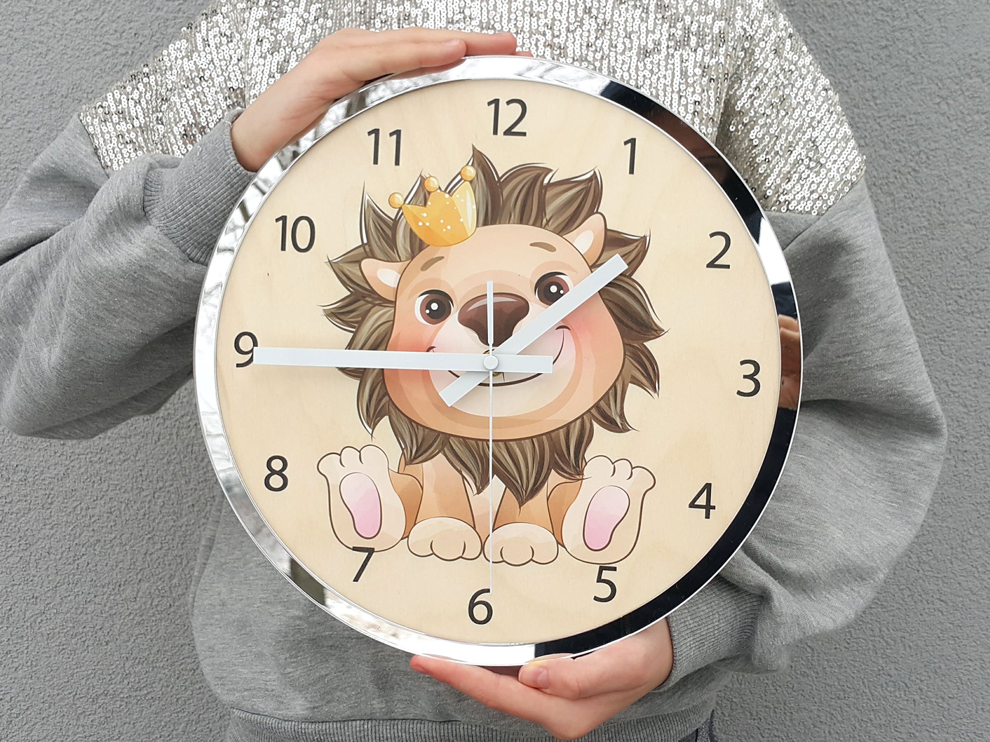 Orologio da parete per bambini Leone con corona