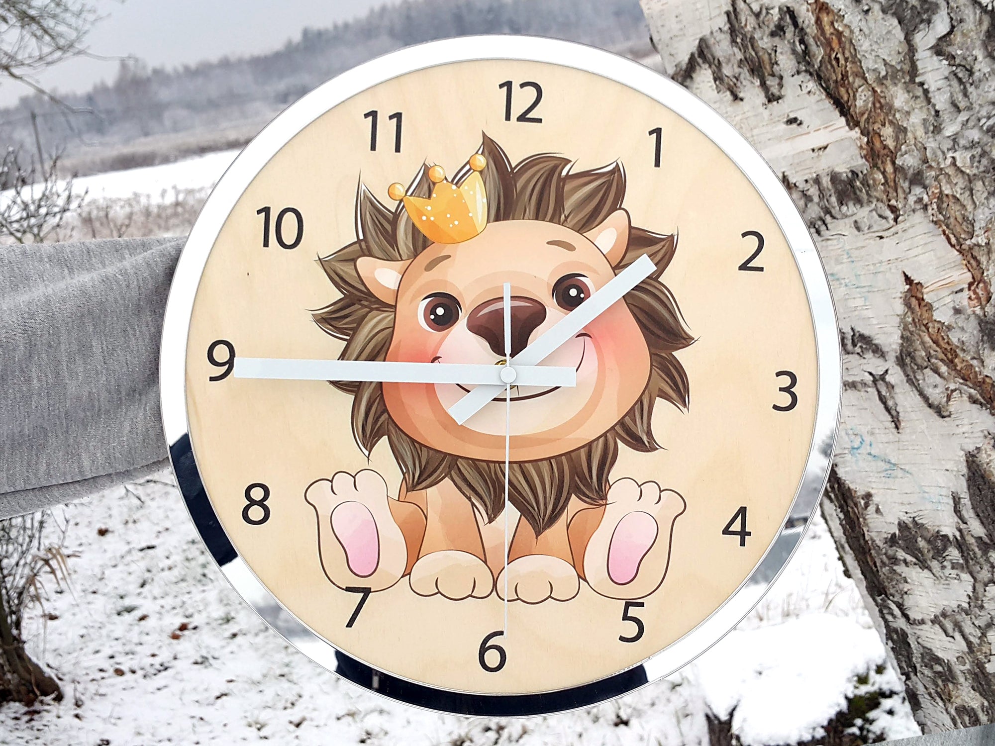 Orologio da parete per bambini Leone con corona
