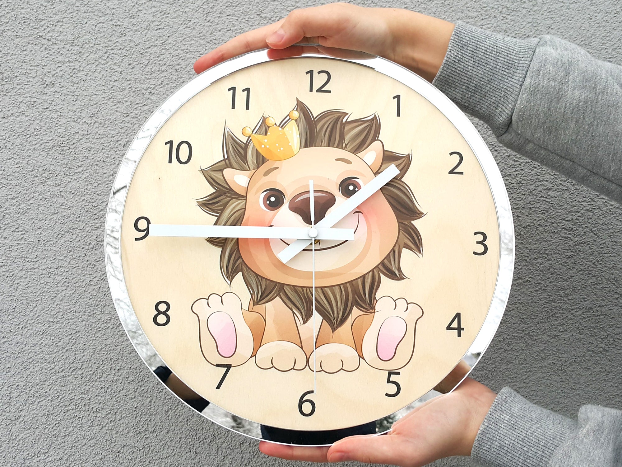 Orologio da parete per bambini Leone con corona