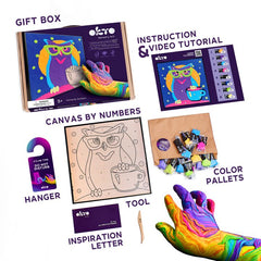 OKTO pittura con massa autoindurente 30 x 30 cm Gufo