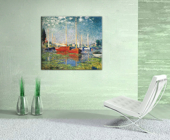 Stampa su tela BARCHE ROSSE AD ARGENTEUIL – Claude Monet | varie dimensioni