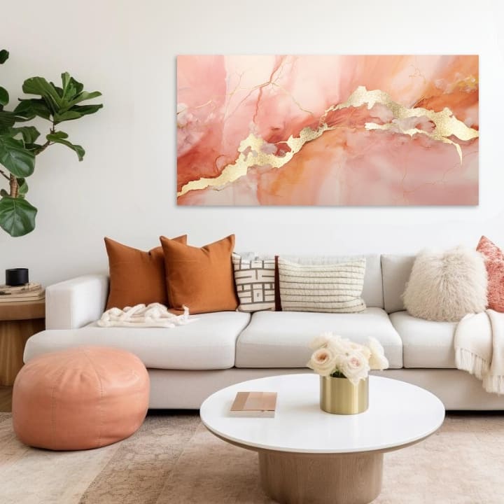 Tocco d'oro su tela L'eleganza di un'alba di marmo