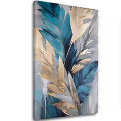 Tocco d'oro su tela Piume celesti 40x60 cm