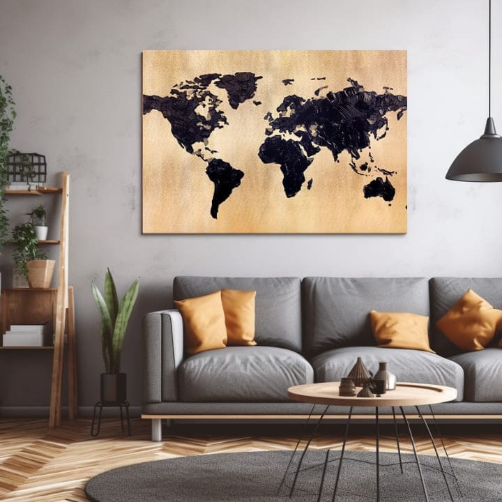 Un tocco d'oro sulla tela World in Gold | dimensioni diverse