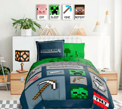 Pittura Minecraft - Personaggi in primo piano su tela - EAT, SLEEP, MINE, REPEAT Sconto 60% 80x30 cm