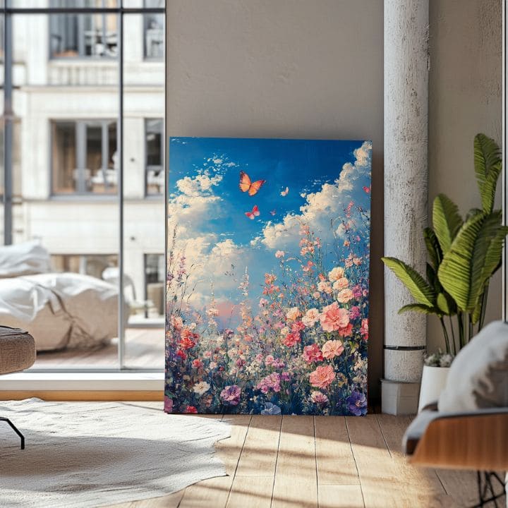 Dipingere farfalle sul prato in fiore - Eleganza colorata
