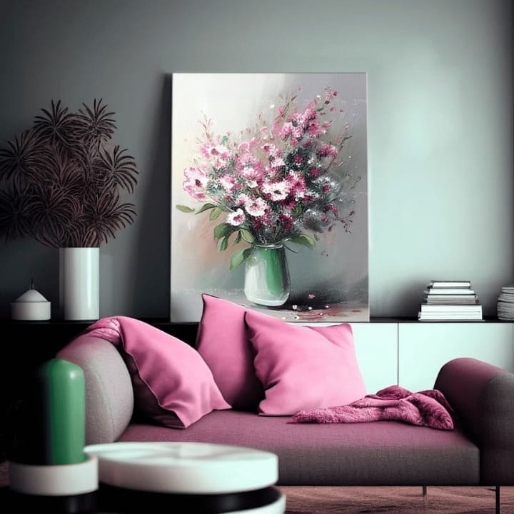 Decorazione di design su tela Fantasia floreale in vaso | dimensioni diverse