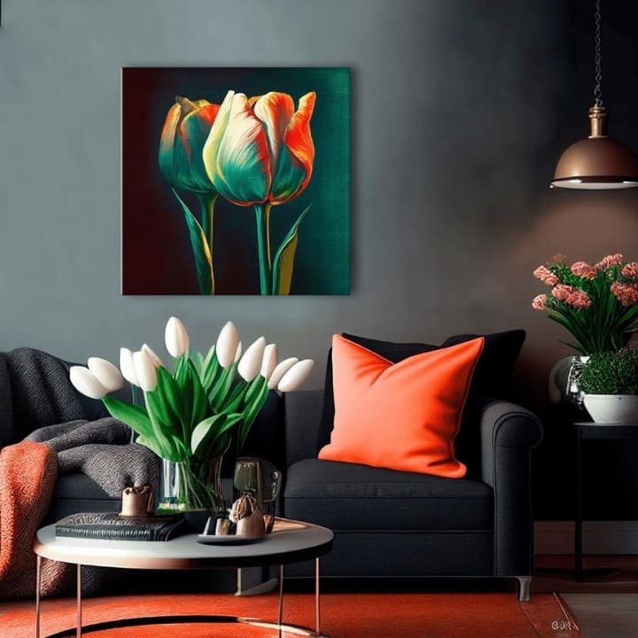 Decorazione su tela Morning con tulipano | dimensioni diverse