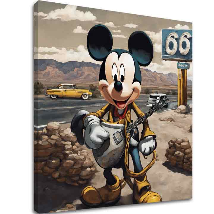 Stampa su tela - Topolino cantante country | varie dimensioni