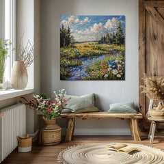 Paesaggio dipinto su tela Ruscello in natura