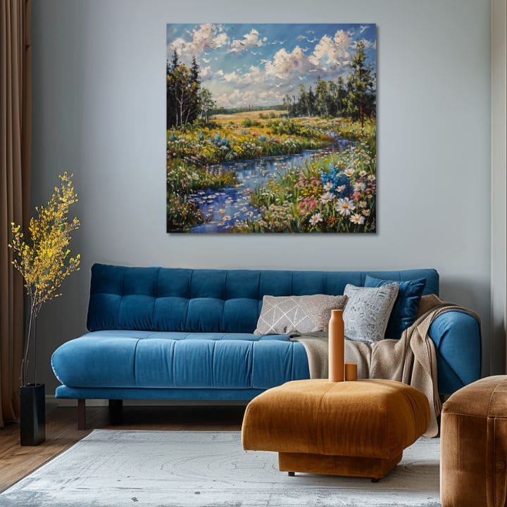 Paesaggio dipinto su tela Ruscello in natura