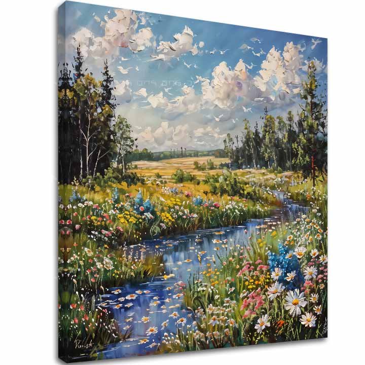 Paesaggio dipinto su tela Ruscello in natura