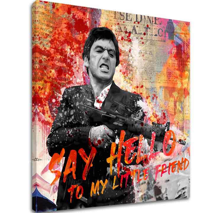 Scarface dipinto su tela Saluta il mio piccolo amico | dimensioni diverse