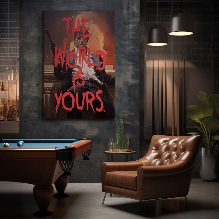 Scarface dipinto su tela Il mondo è tuo | dimensioni diverse