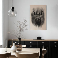 L'immagine su legno - Cervi in una nebulosa tranquilla